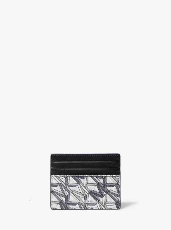 Panske Penazenky Michael Kors Hudson Graphic Logo Card Case Biele Čierne - Doplnky Michael Kors Slevy | LHJSU-6890